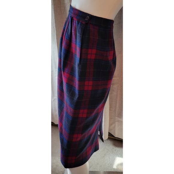 Pendleton Petite Red Black Blue Tartan Plaid Wool Skirt Pockets Lined Sze 12 USA - Picture 3 of 7